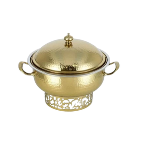 Luxurious Golden Hammered Buffet Food Warmer New Quality with Classic Design Stand Tabletop Hot <b>Pot</b> Middle Eastern Food Serving - Product Image 1