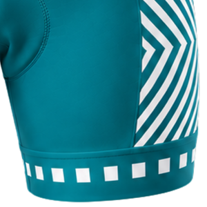 Short de cyclisme bleu sarcelle et blanc, rembourré, respirant, séchage rapide, extensible, pour vélo de route, course, entraînement, performance sportive - Product Image 3