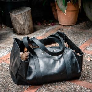 Durable 100% Cowhide Leather Firewood Tote <b>Log</b> <b>Carrier</b> <b>Bag</b> Wear Proof Wood Holder-LLR-0024B - Product Image 1