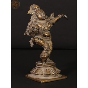 รูปปั้นกฤษณะทองเหลืองเต้นขนาด5นิ้วทำด้วยมือของชิ้นเล็กผลิตในอินเดีย - Product Image 4