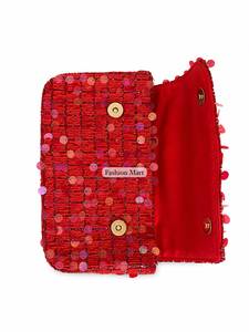 Handmade Fashion Mart <b>Beaded</b> Floral Clutch Bag Rectangle Pattern Cotton Lining Magnetic Closure Chain <b>Strap</b> Evening Party Purse - Product Image 6