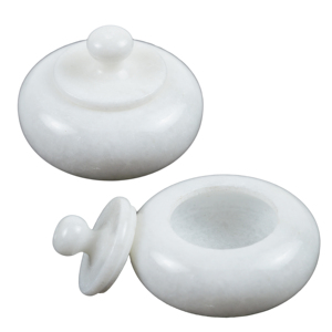 Pot à sel et poivre blanc brillant avec design en pierre de qualité moyenne, idéal pour la maison et la cuisine, pot en marbre - Product Image 2