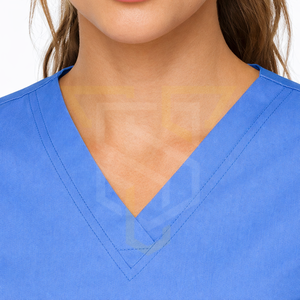 Women's Blue <b>Scrub</b> <b>Set</b> With Drawstring Pants Hospital Uniforms Woven Cotton Polyester Material - Product Image 6
