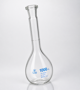 Fiole volumétrique de haute précision de 1000 ml avec bouchon en polyéthylène, fiole en verre de classe A USP - Product Image 2