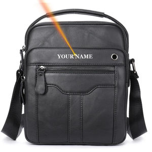 Men's Genuine Leather Shoulder <b>Bag</b> 7 Inch Zipper Closure Business Work <b>Crossbody</b> <b>Bag</b> <b>Large</b> Capacity All Seasons - Product Image 2