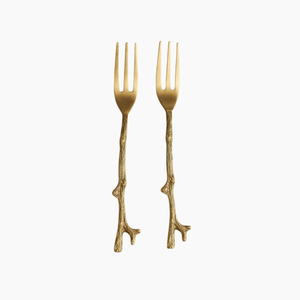 Fourchette de luxe artisanale en laiton pur finition mate style branche pour la table - Product Image 1