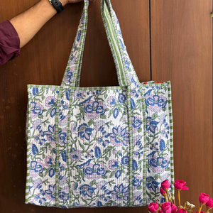 Bolsa de Mano Acolchada de Lujo, 100% Algodón, con Asa Larga, Cierre de Cremallera, Reutilizable, Resistente y Ecológica - Product Image 1