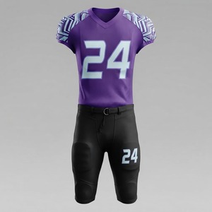 Camiseta de Fútbol Americano Sublimada Personalizada, Morada, Número 24, Transpirable, de Poliéster, Uniforme para Adultos - Product Image 1