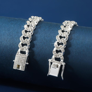 Cadena Cubana de Plata de Ley 925 de Lujo con Diamantes de Moissanita de Corte Brillante de 16 mm, Collar Impresionante para Boda o Compromiso - Product Image 3