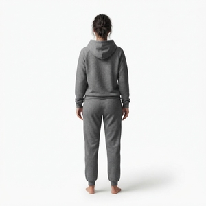 Conjunto de Sudadera con Capucha y Pantalones Deportivos de Felpa Francesa Unisex, Color Gris, al por Mayor, Personalizable OEM - Product Image 2