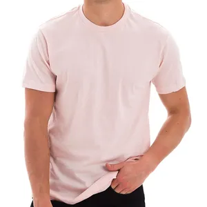 Camiseta de Manga Corta Rosa Claro para Hombre, Corte Regular, Informal, Tejido de Punto Jersey, 100% Algodón Ecológico, Cuello Redondo, Anti-Pilling, 220g - Product Image 1