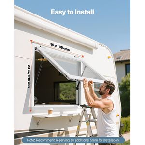 Finestra di Servizio in Lega di Alluminio 36x24 Pollici per Food Truck, Angolo di Apertura 85 Gradi, Marca Awni - Product Image 2