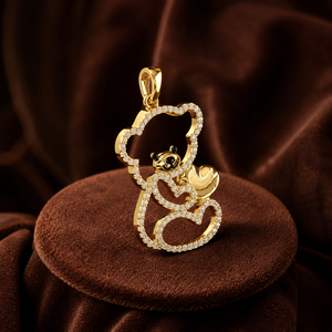 Pendentif Charme Ours en Peluche Vintage en Or Jaune Plaqué 14K avec Moissanite Ronde Taille Brillant pour Femme – Idéal au Quotidien - Product Image 5
