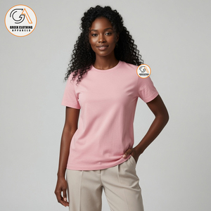 T-shirt à manches courtes col rond rose uni Alpha Kapa pour femme, coupe classique, 100 % coton, vêtement décontracté pour adultes, brodé - Product Image 4