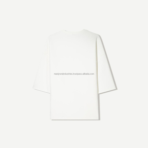 Vente en gros 100% coton T-shirt vierge surdimensionné 280 g/m² Poids lourd Logo 3d personnalisé T-shirt pour hommes - Product Image 4