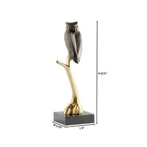 Figura de Búho en Latón Chapado en Oro, Escultura Animal, Decoración Artística para Interiores Modernos - Product Image 3