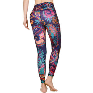 Women's High Waist Full Length Bohemian Paisley Print Leggings <b>Tummy</b> <b>Control</b> Shapewear Invisible Pocket Stretch Knitted Spandex - Product Image 5
