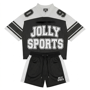 Mens 170 GSM Breathable Mesh Jersey Set Black <b>White</b> <b>Panel</b> Custom Print Tackle Twill Sports Uniform short set for men's - Product Image 2