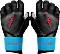 Guantes de Bateo Duraderos de Cuero Azul para Zurdos, con Acolchado y Cierre de Velcro, Unisex, para Adultos, para Entrenamiento
