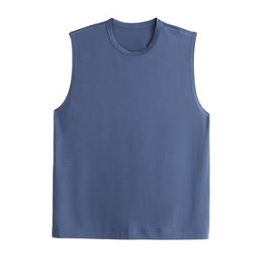 Débardeur sans manches personnalisé pour homme, séchage rapide, polyester et coton, pour la gym et le fitness, vêtements de sport OEM, vente en gros - Product Image 1