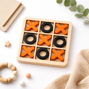 Jeu de Tic Tac Toe en bois pour enfants et adultes, jeu de société classique XO, jouet éducatif pour la famille, jeu de table amusant pour les voyages - Product Image 3
