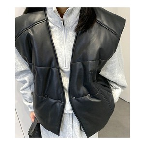 Chaleco de Cuero Genuino para Mujer, Estilo Motero, Impermeable, de Lona, de Secado Rápido, a la Moda, Estilo Urbano, 2026 - Product Image 1