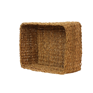 Ensemble de 3 paniers de rangement rectangulaires en jonc de mer naturel, faits à la main et écologiques, bacs organisateurs gigognes en osier pour le rangement domestique - Product Image 5