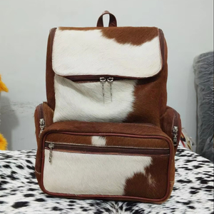 Trending Western Cowhide <b>Backpack</b> <b>Real</b> Hair-on-Hide <b>Leather</b> Bag Luxury Genuine <b>Leather</b> Rucksack LHBP-0253 - Product Image 1