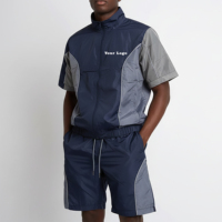 Ensembles de sport décontractés haut de gamme pour hommes – Survêtements coupe-vent personnalisés avec vestes à manches longues et shorts, grandes tailles