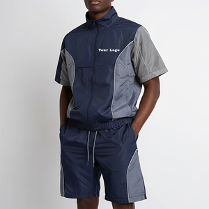 High-end <b>Summer</b> Casual Sportwear Sets <b>Men</b> Windbreaker Short Set Long Sleeve <b>Jackets</b> Shorts Plus Size Windproof Tracksuits Custom - Product Image 1