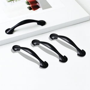 Modern Minimalist Zinc Alloy Curved Matte <b>Black</b> Cabinet Pull Handles for Dresser Wardrobe Kitchen Bathroom-Durable Eco-Friendly - Product Image 3