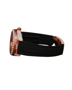 Montre-bracelet en moissanite pour homme avec bracelet noir en or rose, cadran de luxe, design personnalisé fait main, montre sertie de pierres. - Product Image 2