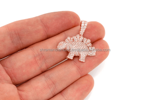 Trendy Hip Hop Jewelry 925 <b>Silver</b> Rhodium Plated Lab Grown Diamond Custom Dinosaur Children's Fine Pendant <b>Necklace</b> Animal - Product Image 5
