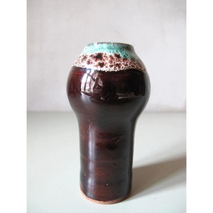 Fantastico <span class=keywords><strong>Vaso</strong></span> da Tavolo in <span class=keywords><strong>Ceramica</strong></span> Moderna, Smaltato Marrone Scuro con Bordo <span class=keywords><strong>Turchese</strong></span>, Cotto ad Alta Temperatura, 8-16 Pollici - Product Image 4