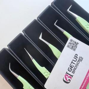 GETUP BROSONS IMPEX – Kit de pinces à épiler de précision en acier inoxydable (curves, 90°, droites, en forme de botte) à pointe lisse 10 mm, antistatiques, pour manucure - Product Image 3