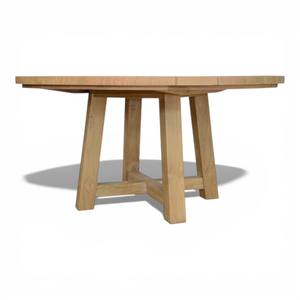 Mesa de Comedor Redonda Moderna de Madera de Teca Sólida con Acabado Natural, Estilo Escandinavo, Mesa de Cocina Circular para 4-6 Personas, Muebles para Restaurante - Product Image 6