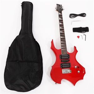 Guitarra eléctrica en forma de llama de 20W, pastilla HSH, bolsa de Audio para principiantes, púas para correa, herramienta de llave inglesa para cable rojo - Product Image 2