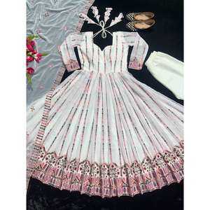 Robes de soirée de créateur Robe Anarkali élégante avec Pent et Dupatta pour la fête - Product Image 6