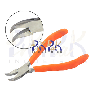 145mm Bent Chain Nose Plier Smooth Jaws Spring Finger Grip Foaming Handles for Jewelry <b>Wire</b> Shaping for Circlip Crimping Fishing - Product Image 1