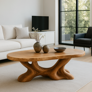 Mesa de Centro de Madera Maciza Hecha a Mano con Borde Natural, Estilo Moderno y Único, para Sala de Estar, Decoración Rústica de Madera Natural, Personalizable - Product Image 3