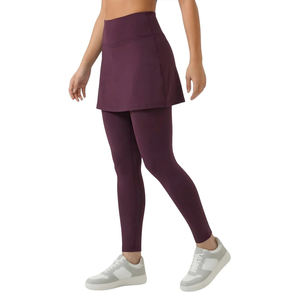 เลกกิ้งกระโปรงทรงสุภาพสำหรับผู้หญิง เอวสูง ผ้าเนื้อยืดเรียบ เหมาะสำหรับโยคะ ฟิตเนส กีฬา และสวมใส่สบายในชีวิตประจำวัน - Product Image 3