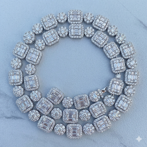 925 Solid Silver Unisex Custom Iced 10MM Baguette Moissanite Diamond Bling Chain Link Tennis <b>Necklace</b> Hip Hop Style Wedding Gift - Product Image 3