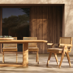 เฟอร์นิเจอร์โต๊ะทรงสี่เหลี่ยมทำจากไม้สักที่เป็นมิตรต่อสิ่งแวดล้อม ดีไซน์เรียบง่ายทันสมัย เหมาะสำหรับใช้งานกลางแจ้ง - Product Image 4