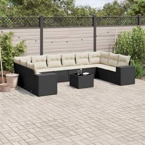 Conjunto de Sofás Modulares Grandes de Ratán PE Negro para Jardín - Product Image 1