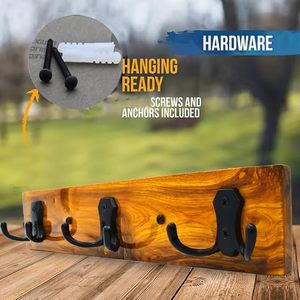 Natural Wooden <b>Wall</b> Hanger Budget Friendly Handmade <b>Wall</b> <b>Hooks</b> for Clothes <b>Keys</b> Bags and Entryway Use - Product Image 6