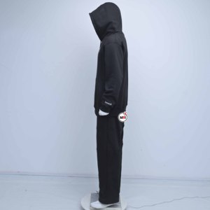 Conjunto Deportivo de Algodón Negro para Hombre, con Capucha, Manga Larga, Estilo Casual para Otoño, Corte Holgado, con Logotipo de Signo de Interrogación Estampado en la Parte Delantera - Product Image 3