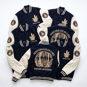 Wholesale Letterman Jacket <b>Maroon</b> Wool Varsity <b>Coat</b> Crystal Vault Gypsum Bloom Embroidery Cream Leather Sleeves Bomber Outerwear - Product Image 6