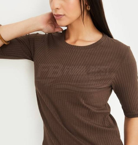 Camiseta Holgada de Poliéster y Algodón para Mujer, Ligera, Ecológica, de Secado Rápido, Transpirable, de Manga Corta, Lisa, Teñida, con Logotipo Tejido - Product Image 5
