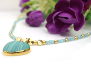 Timeless Malachite <b>Heart</b> Charm Necklace – Elegant Fashion Jewelry for Women - Product Image 3