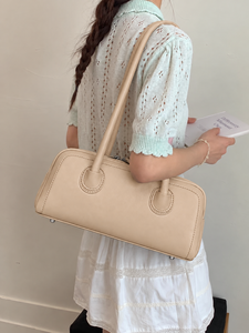 Bolso Tote Vintage de Cuero Sintético PU Color Crema, Impermeable, Estructurado, con Cierre de Cremallera y Broche, para el Uso Diario, Viajes y Desplazamientos - Product Image 3